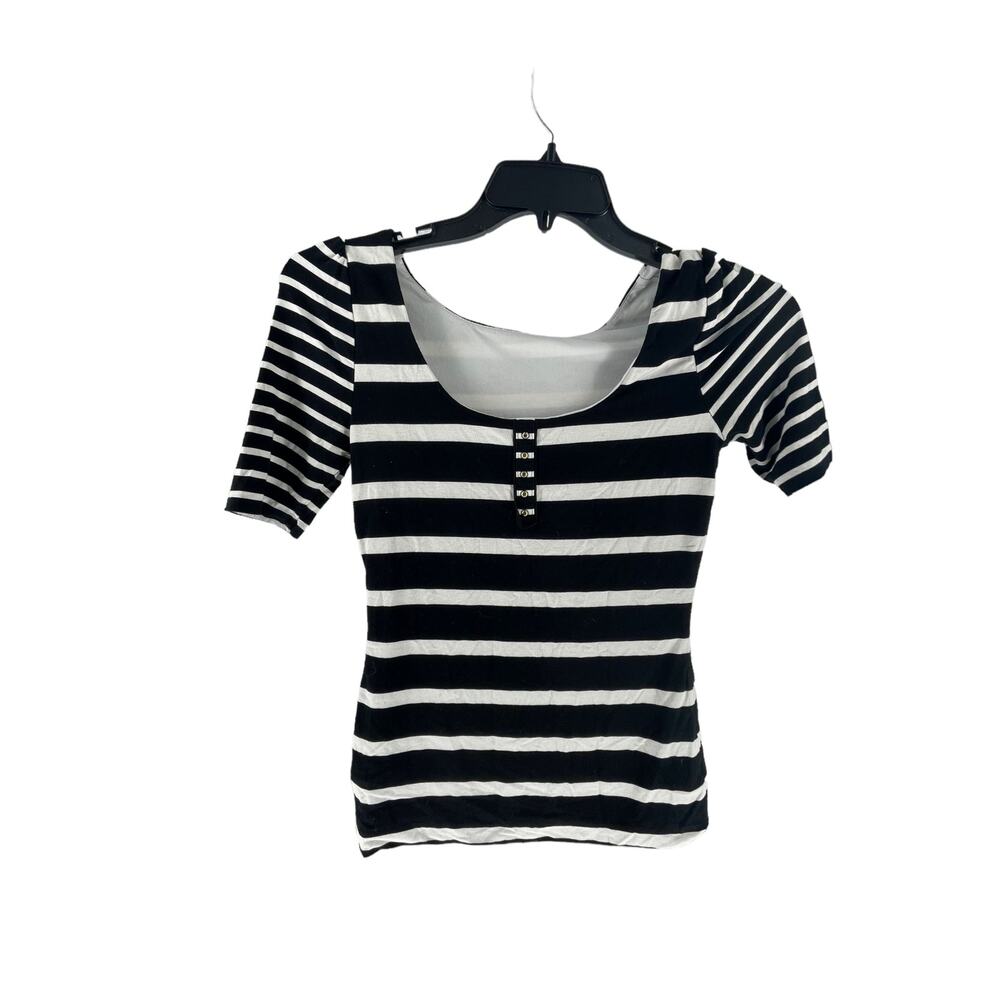 WHBM White House Black Market Striped Short Sleeve Blouse Women's Size XXS - Picture 4 of 7